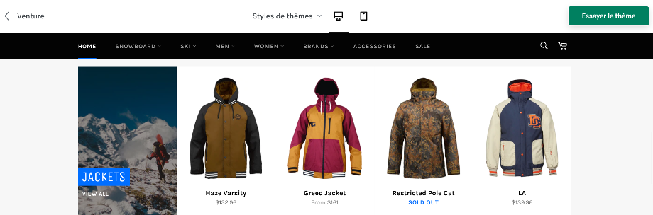 Thème Venture Shopify