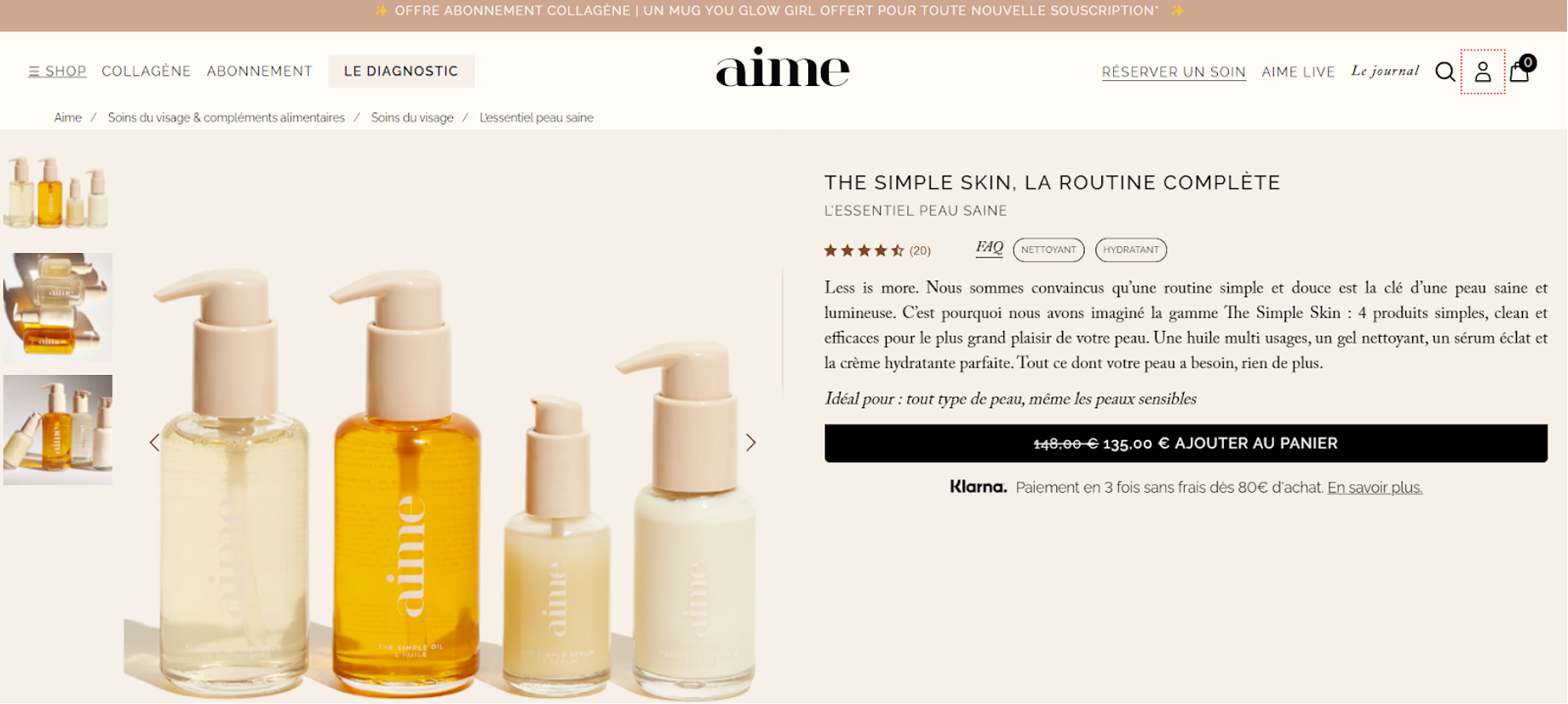 La marque Aime propose un bundle routine de soins complète