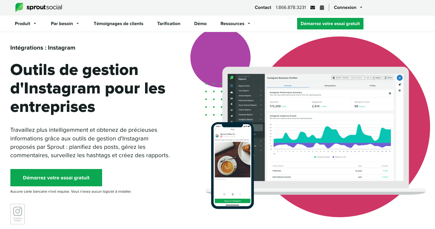 Application Sprout Social pour Instagram