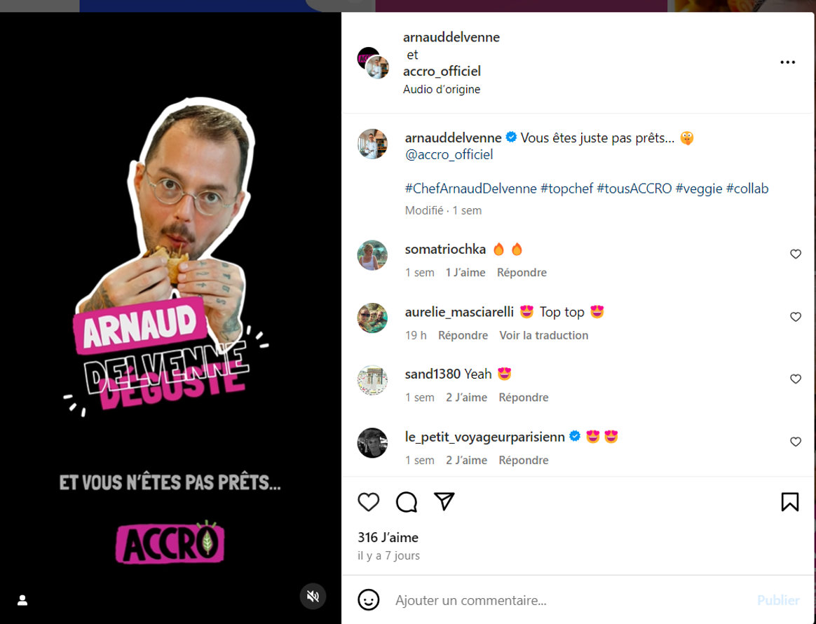 Post Instagram Arnaud Delvenne