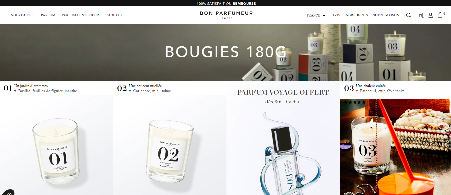 Page d'accueil site Bon Parfumeur