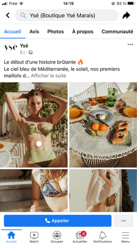 Boutique Facebook de la marque Ysé Paris 