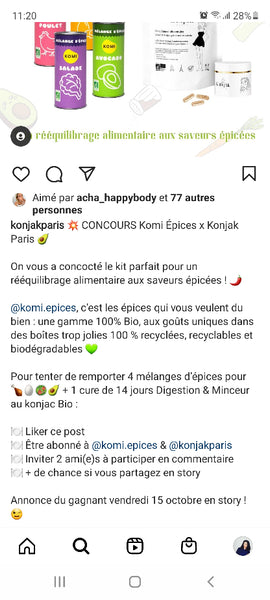 Concours Instagram lancé par la marque Konjak Paris