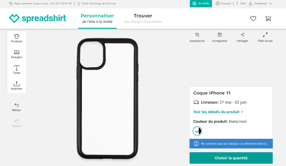 Personnaliser des coques sur Spreadshirt