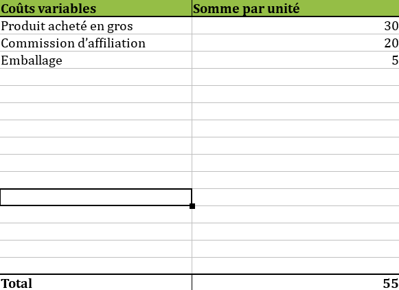 coûts variables