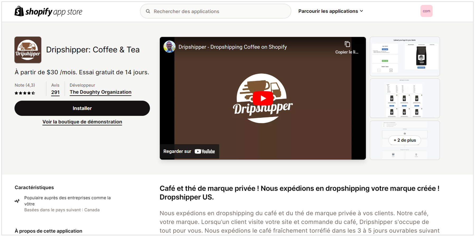 application Dripshipper de Shopify