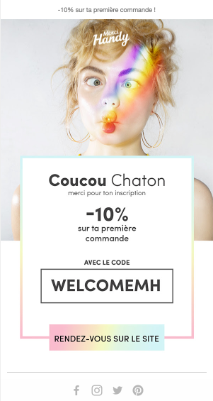 Email de bienvenue de la marque Merci Handy