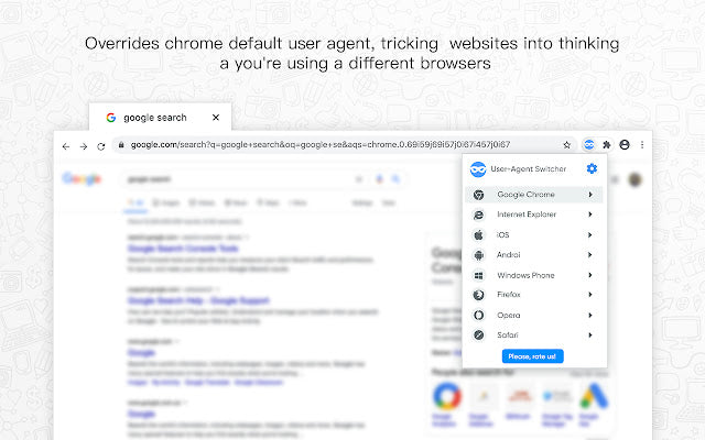 Extension Chrome User Agent Switcher