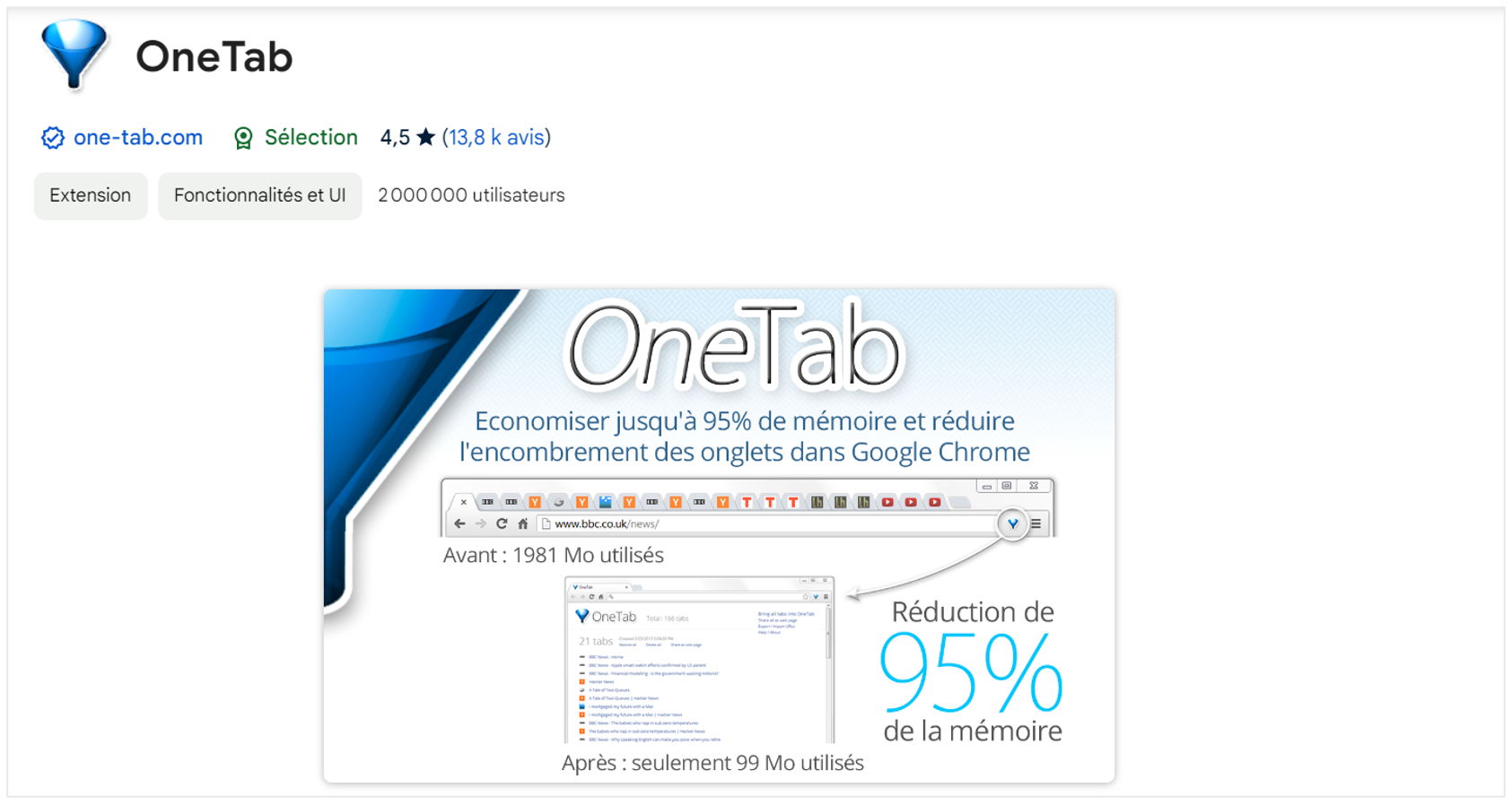 Extension Chrome OneTab