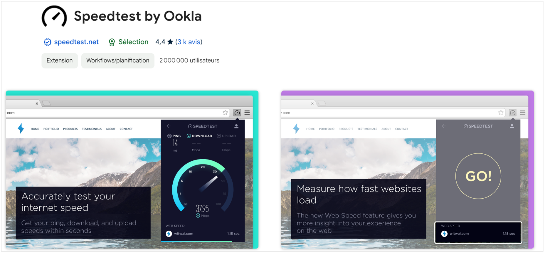 Extension Chrome Speedtest by Ookla