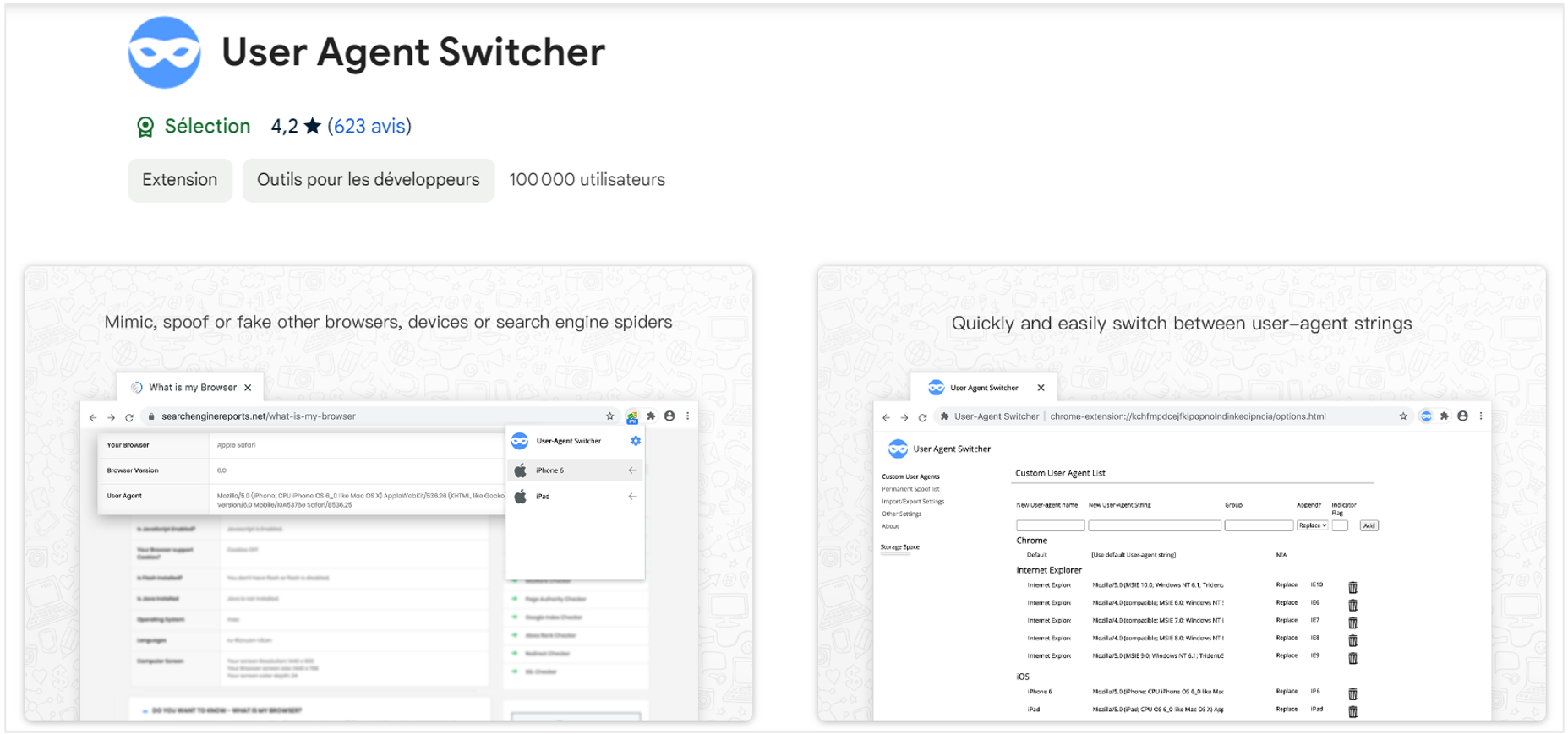 Extension Chrome User Agent Switcher