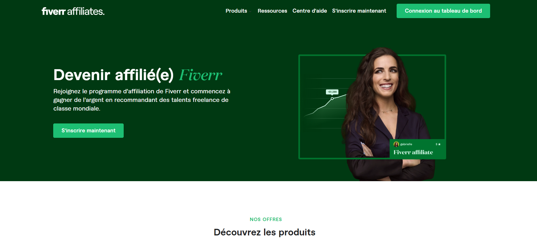 Page d'accueil site Fiver Affiliates