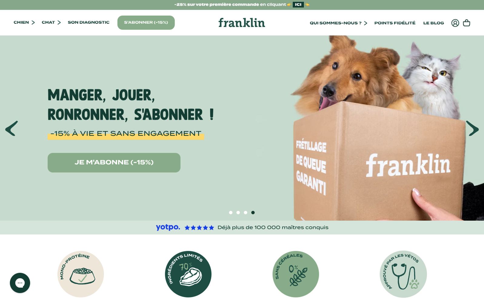 Site de la marque de croquettes pour animaux de compagnie Franklin