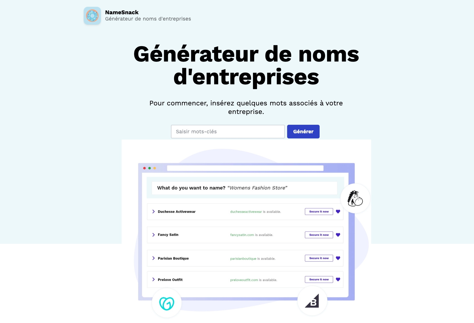 Générateur de nom d'entreprise NameSnack 