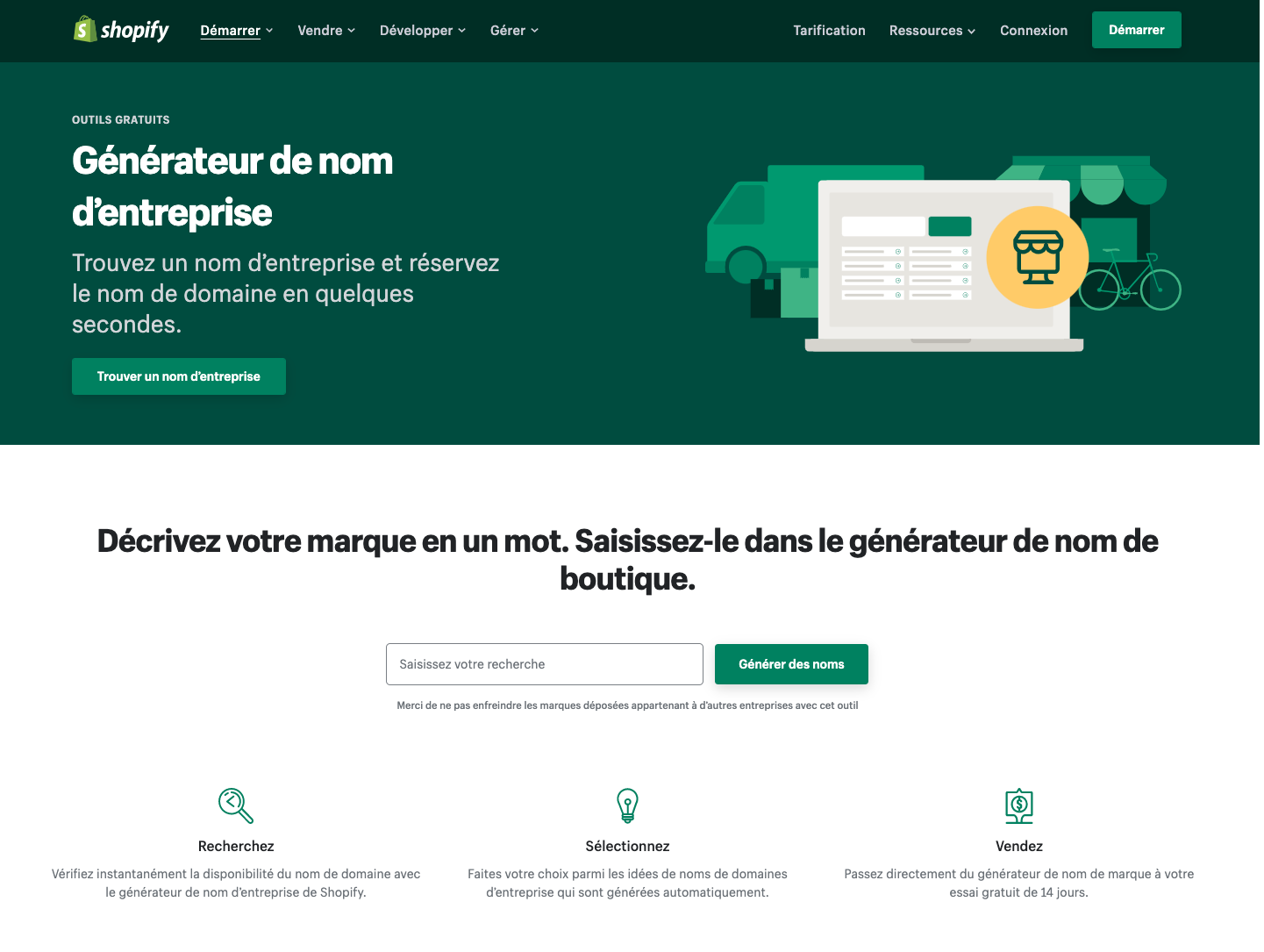 Générateur nom d'entreprise Shopify 