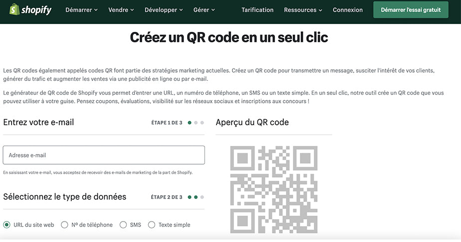 Générateur de QR code Shopify