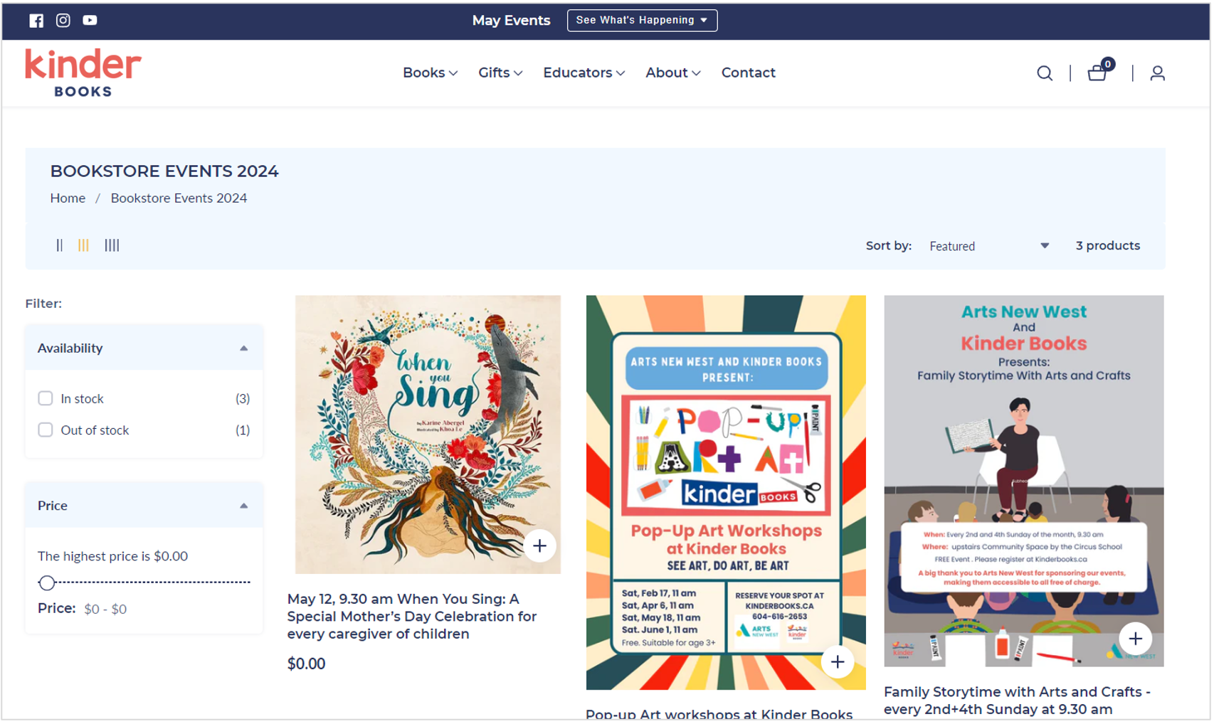 Site de la librairie pour enfants Kinder Books