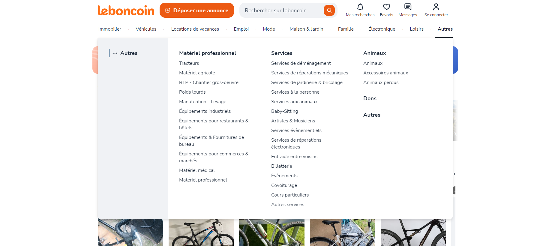 leboncoin dispose d’une catégorie “Services”