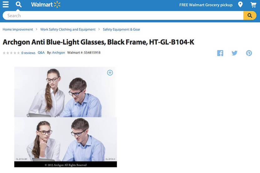 Lunettes anti lumière bleue sur Walmart