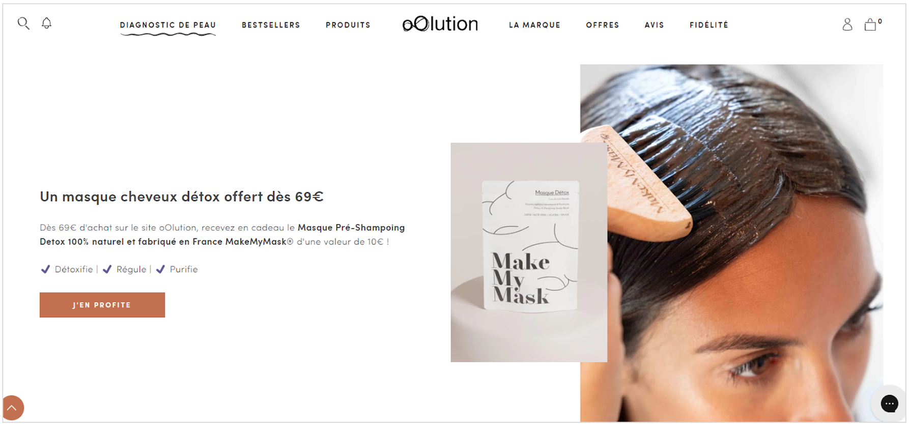 oOlution offre un masque cheveux détox à partir de 69 € d’achat