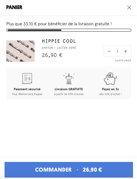 Panier d'achat de la boutique en ligne Bandit