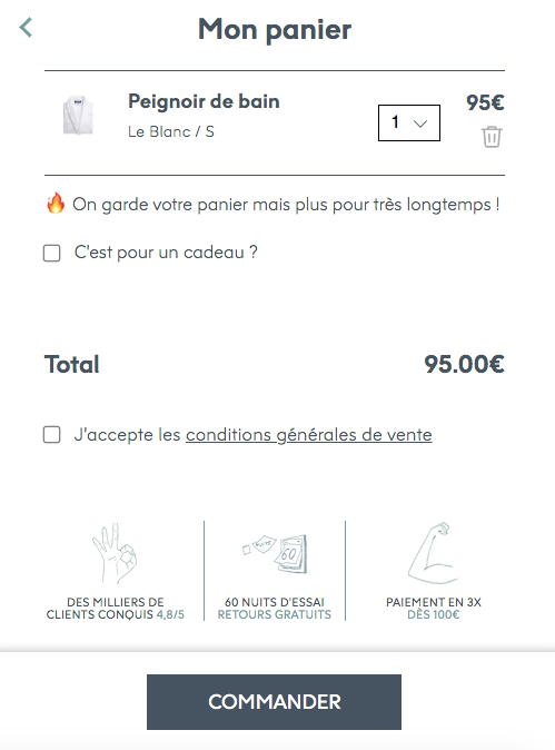 Panier d'achat de la boutique en ligne Bonsoirs 