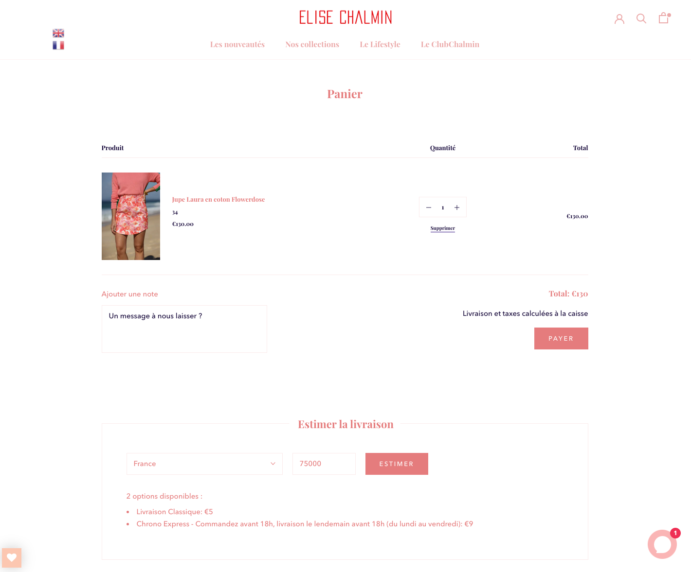 Panier d'achat de la boutique en ligne Elise Chalmin