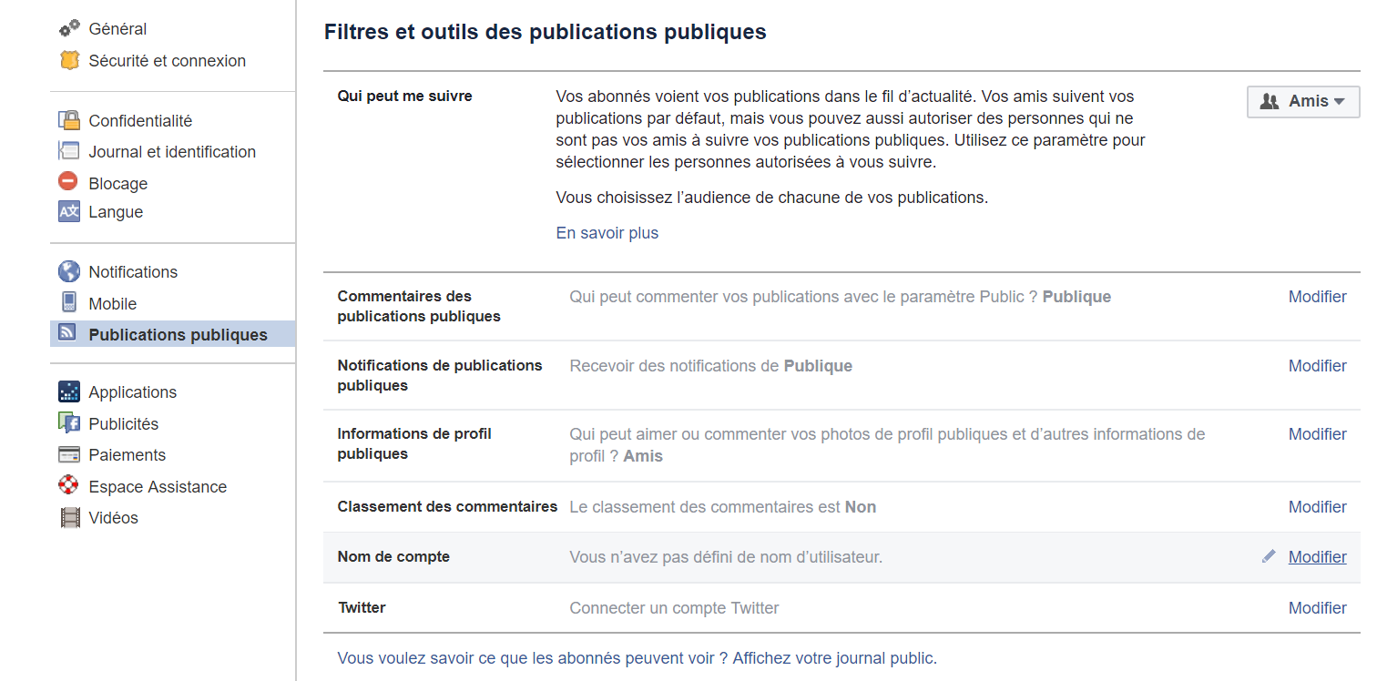 paramètres de confidentialité facebook