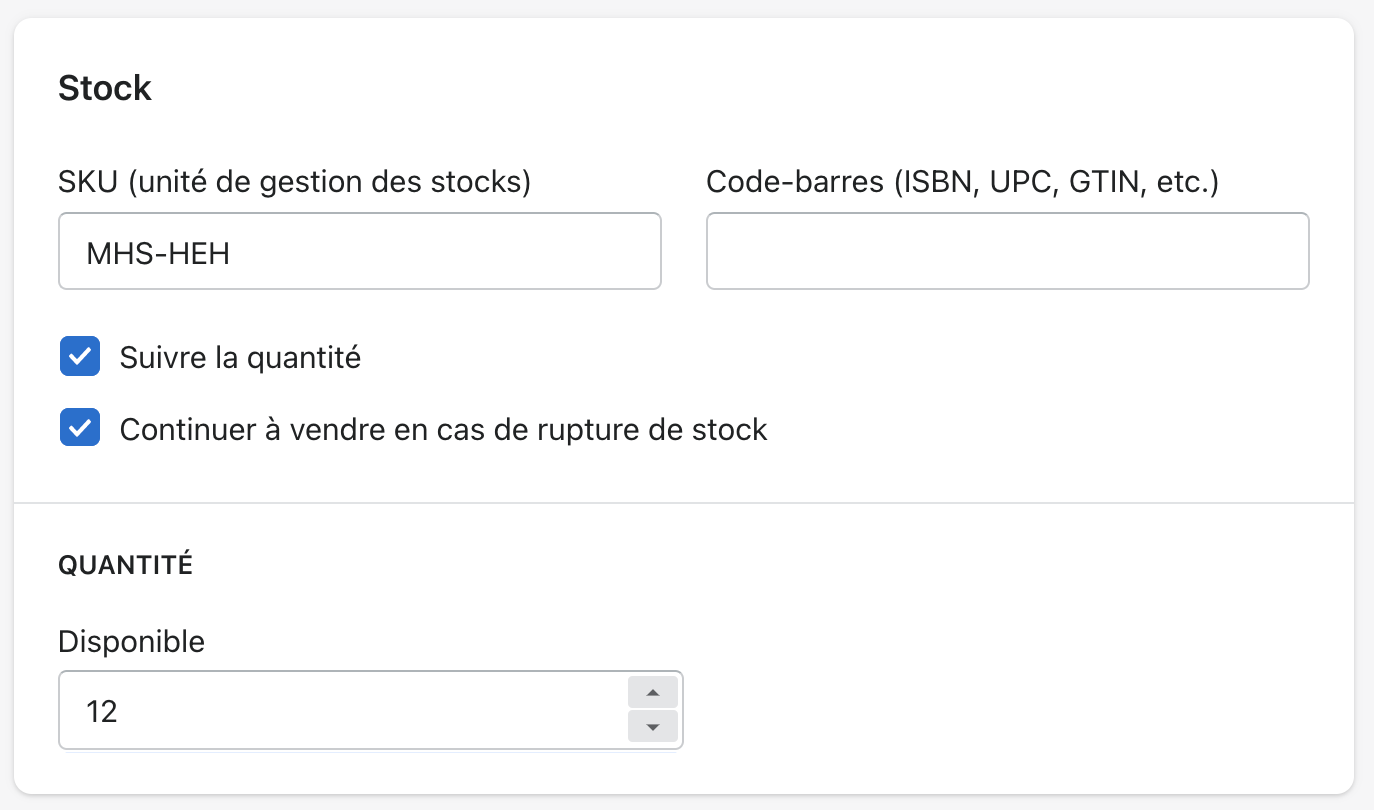 Parametrage des quantité de stock dans votre boutique en ligne Shopify