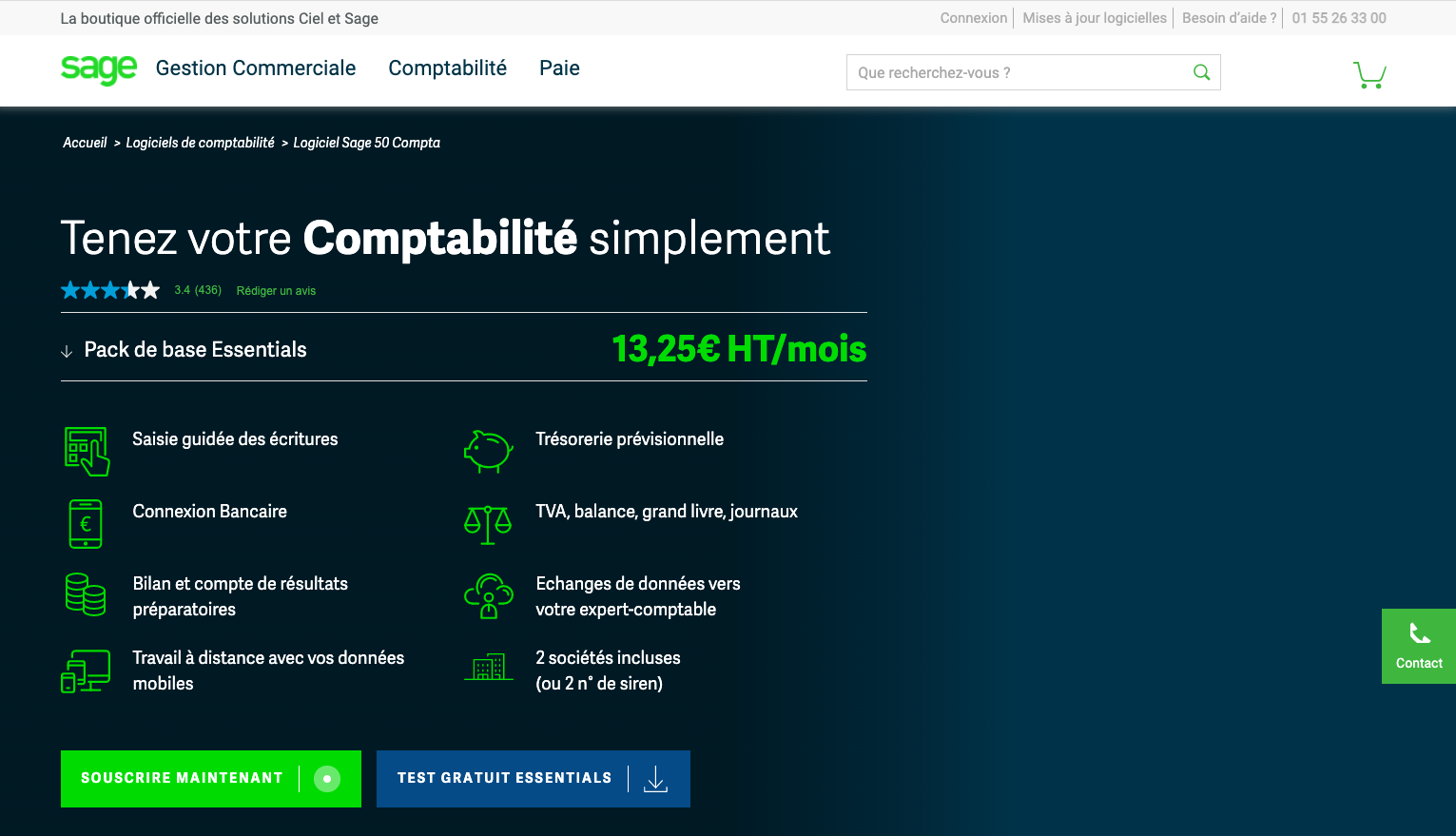 Plateforme de comptabilité Sage 50 compta 