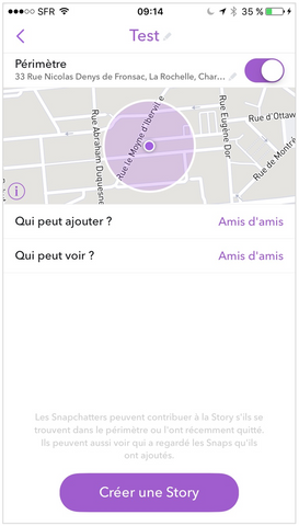 Stories snapchat géolocalisées