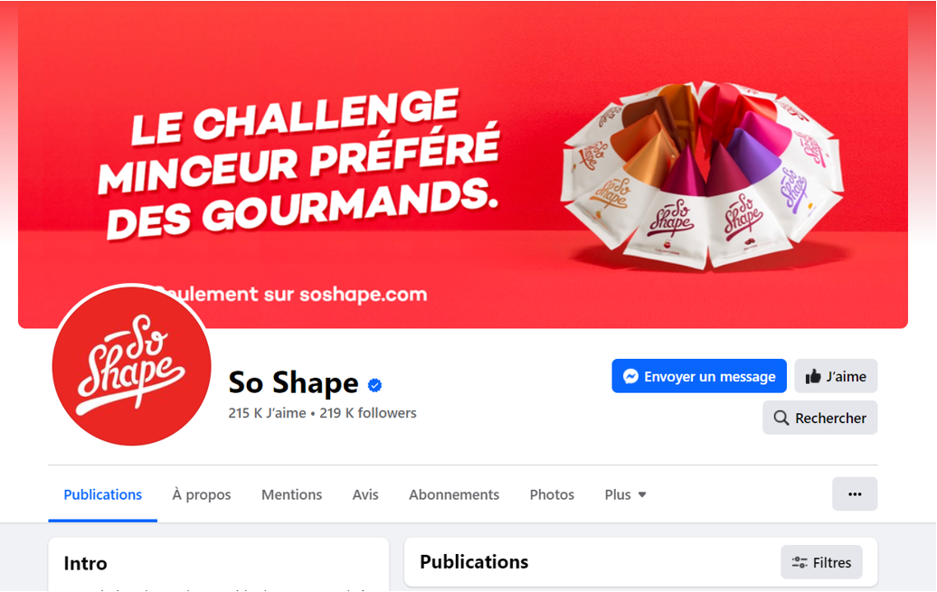page facebook marque so shape