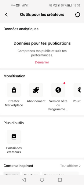 tableau de bord des données analytiques de TikTok