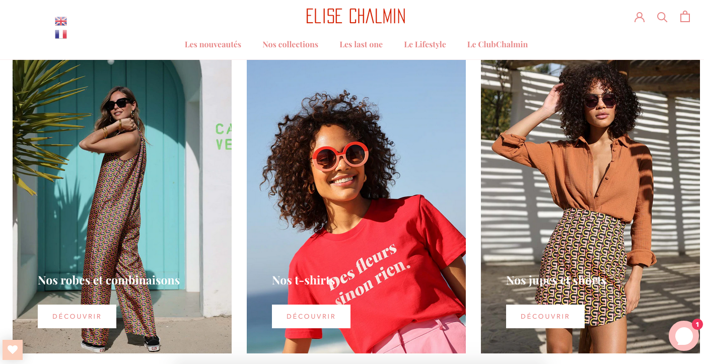 Web design de la boutique en ligne Elise Chalmin 