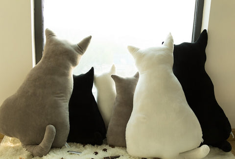 small big black white gray decorative cat pillows