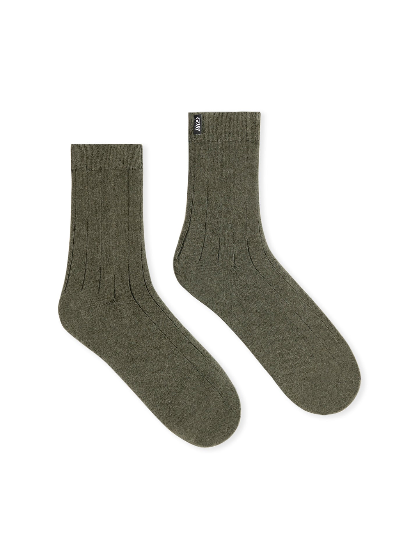 Unisex Kaschmir Strick-Bettsocken mit Trim Capulet Olive- Gobi Cashmere