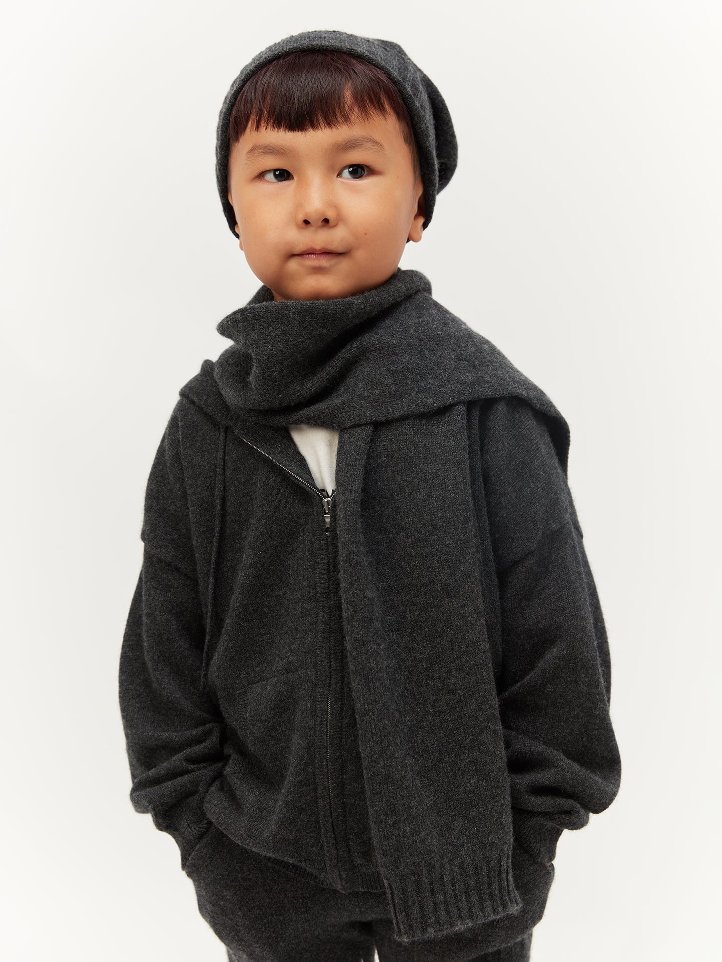 Kinder Strickschal aus Kaschmir holzkohle - Gobi Cashmere