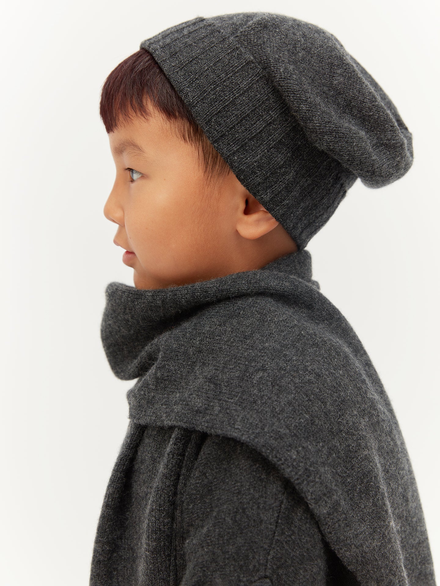 Kinder Strickschal aus Kaschmir holzkohle - Gobi Cashmere