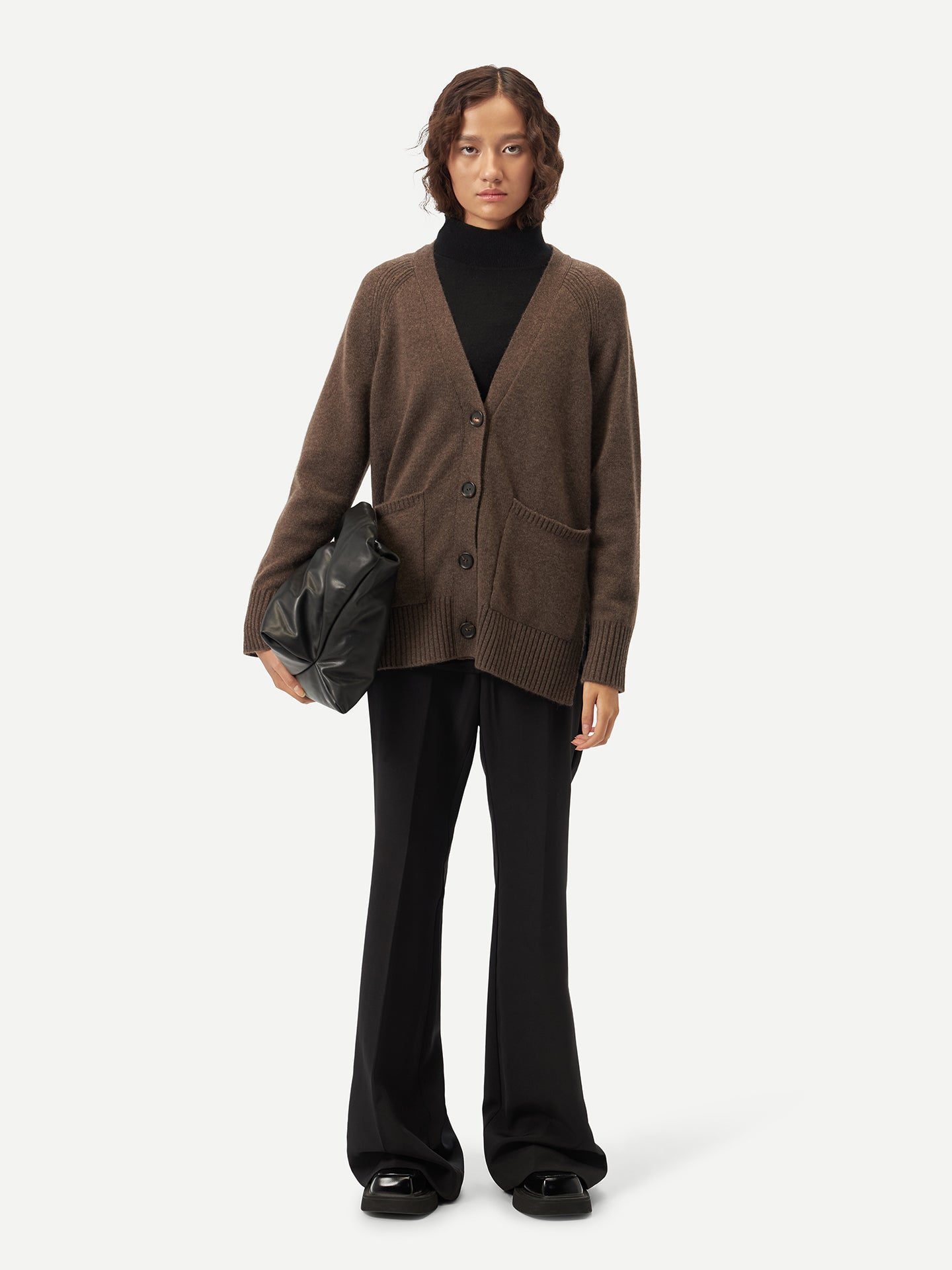 Women's Relaxed-Fit Cashmere Cardigan Cocoa - Gobi Cashmere