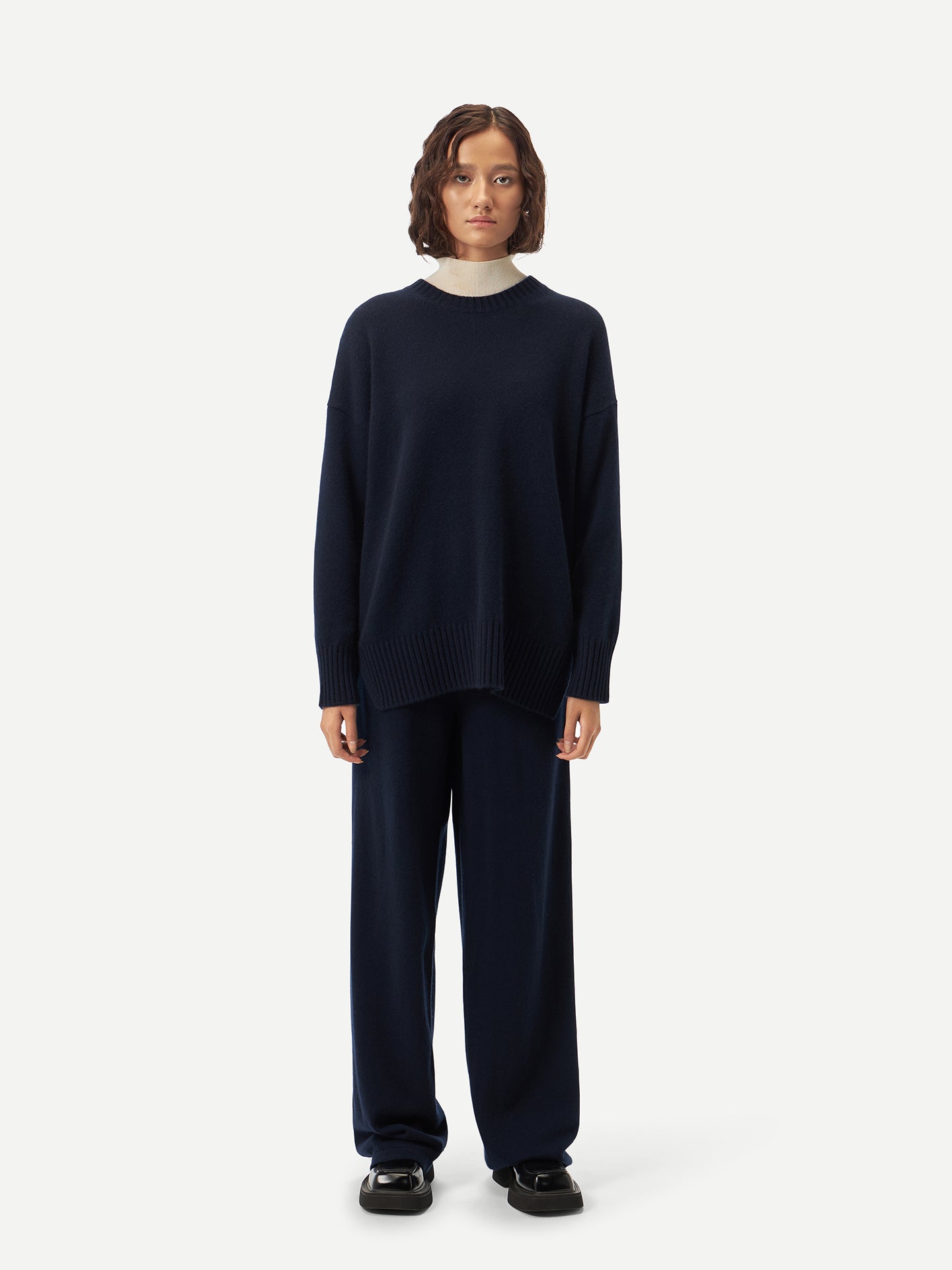 Women's Loose-Fit Cashmere Sweater Navy - Gobi Cashmere