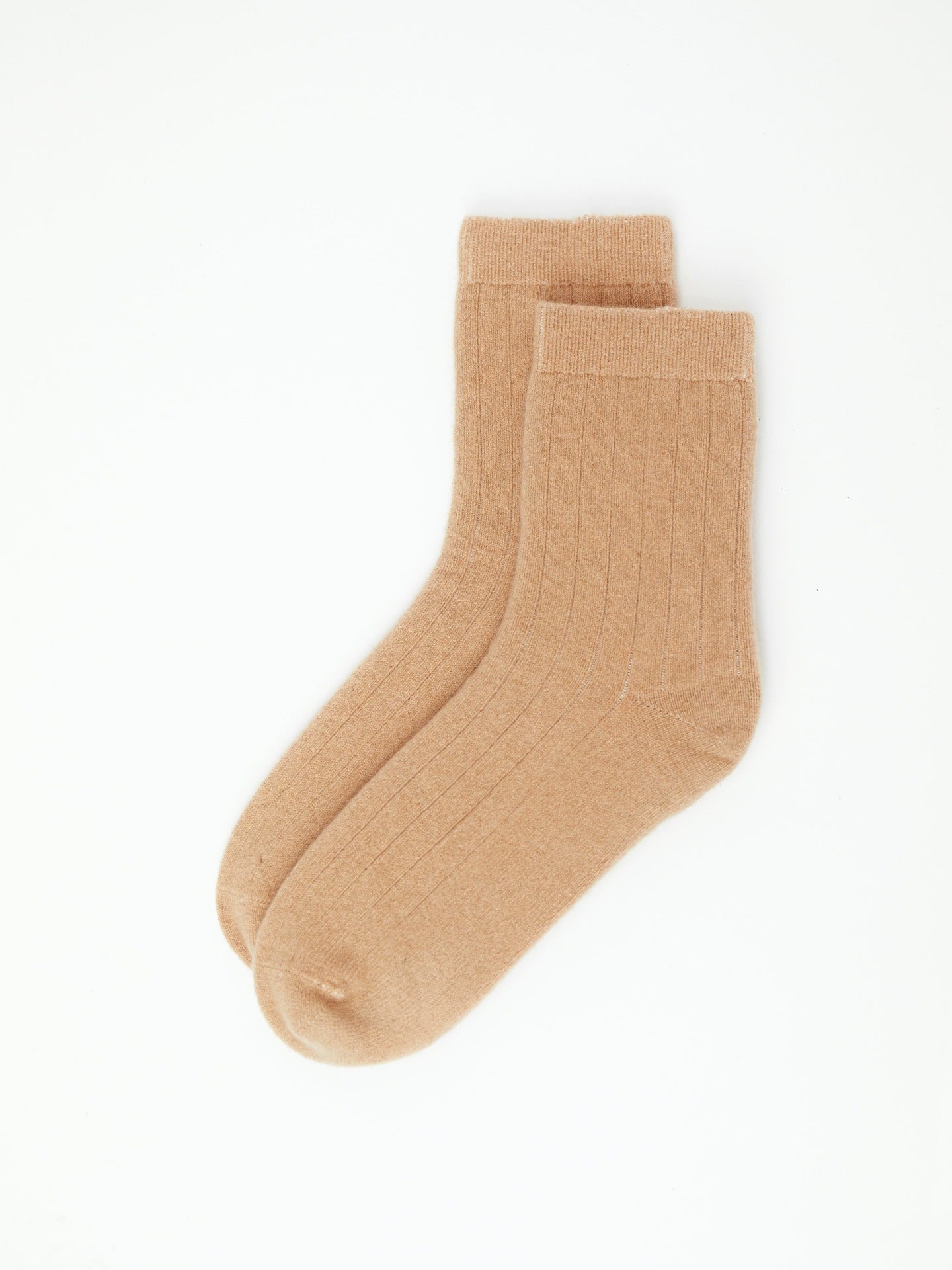 Unisex Kaschmir Rippenstrick-Socken Hellkamel - Gobi Cashmere