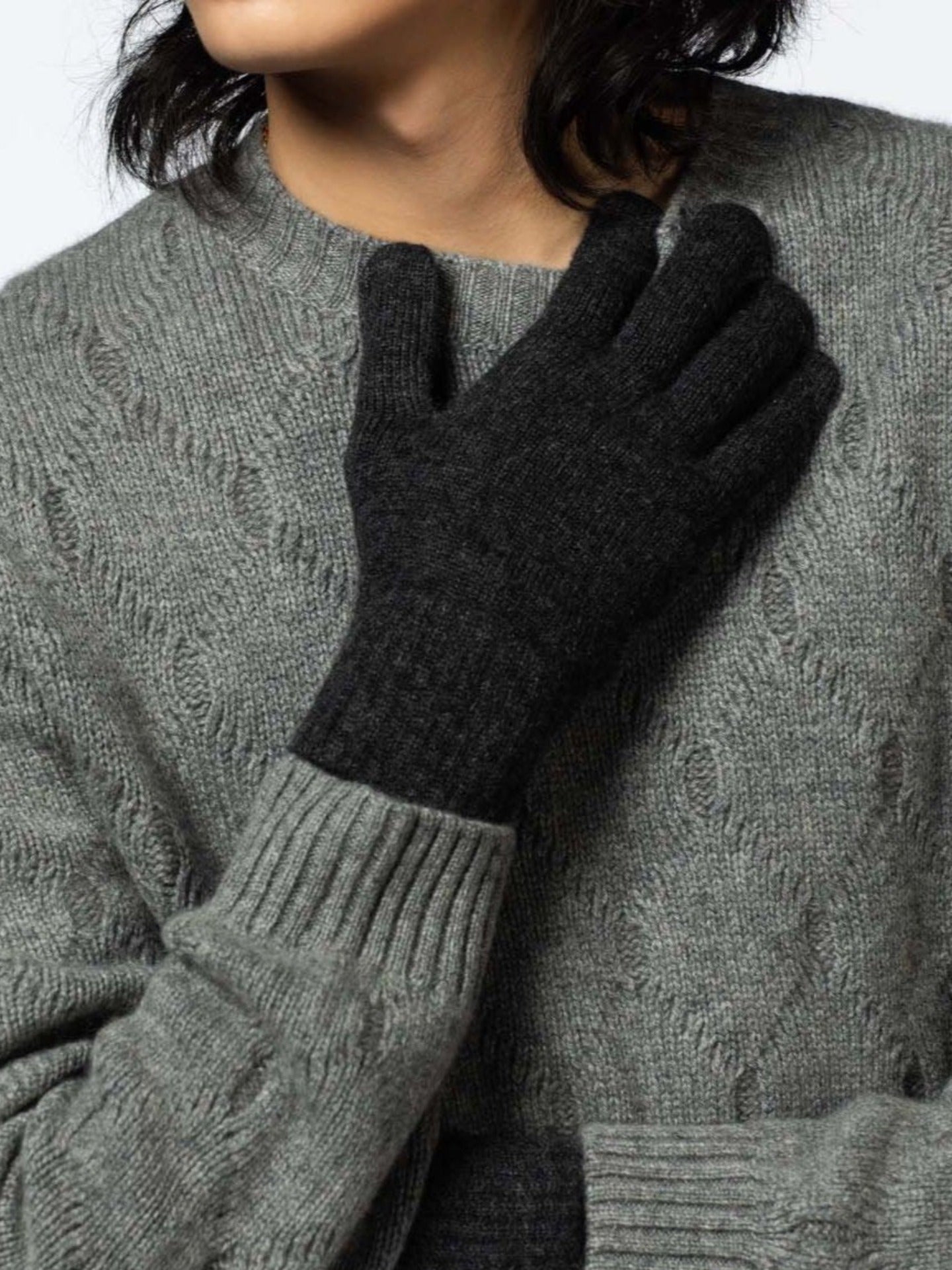 Herren Kaschmir Handschuhe Holzkohle - Gobi Cashmere