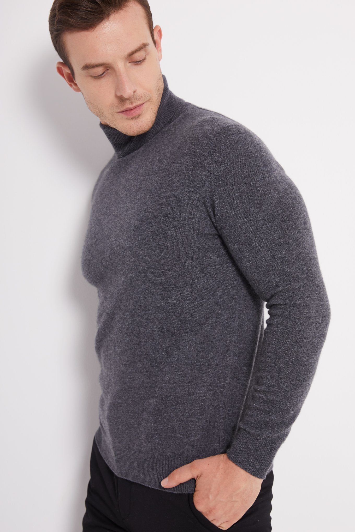 Herren Kaschmir Rollkragenpullover Plum Kitten - Gobi Cashmere