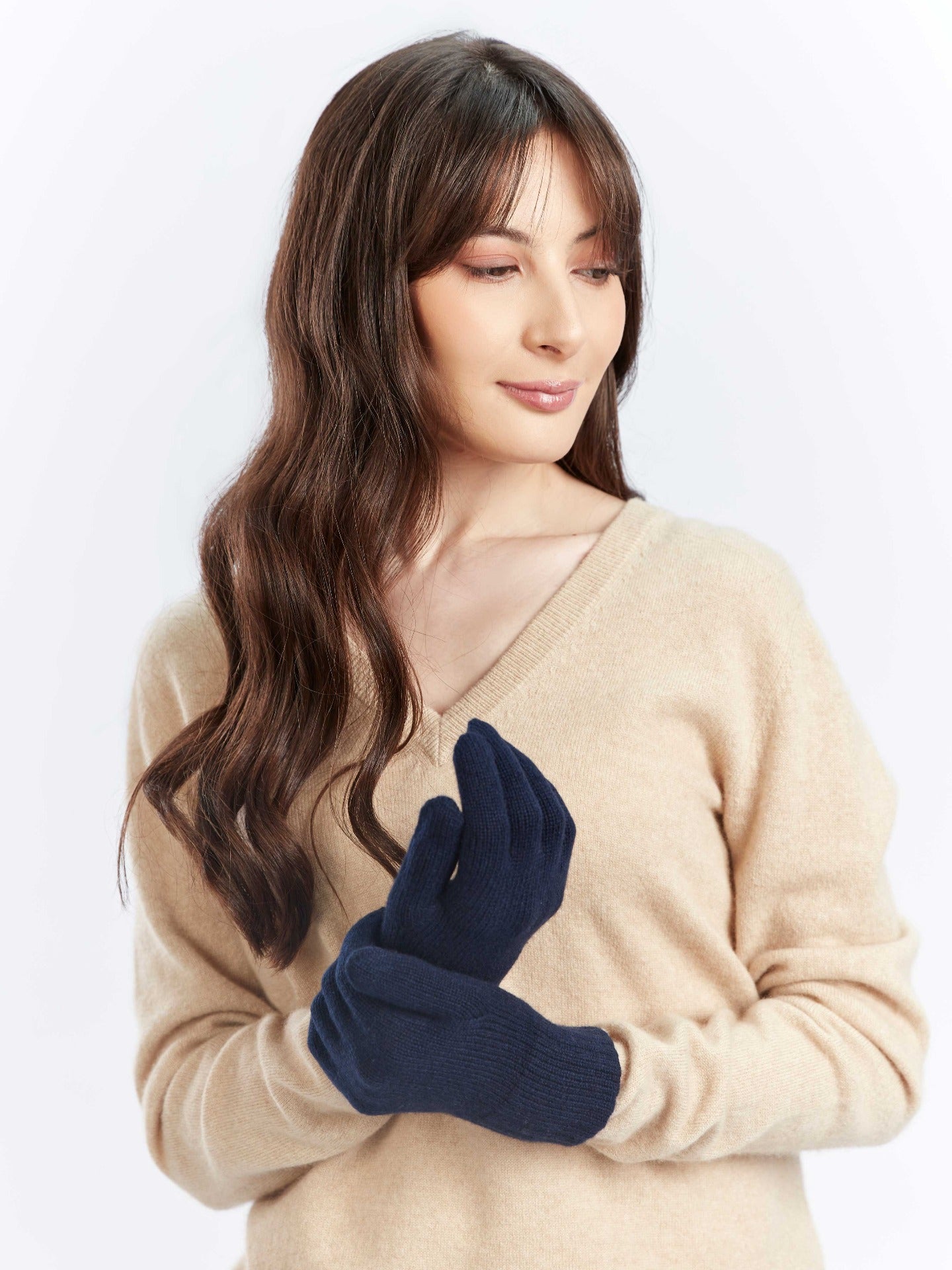 Damen Kaschmir Handschuhe Marineblau - Gobi Cashmere