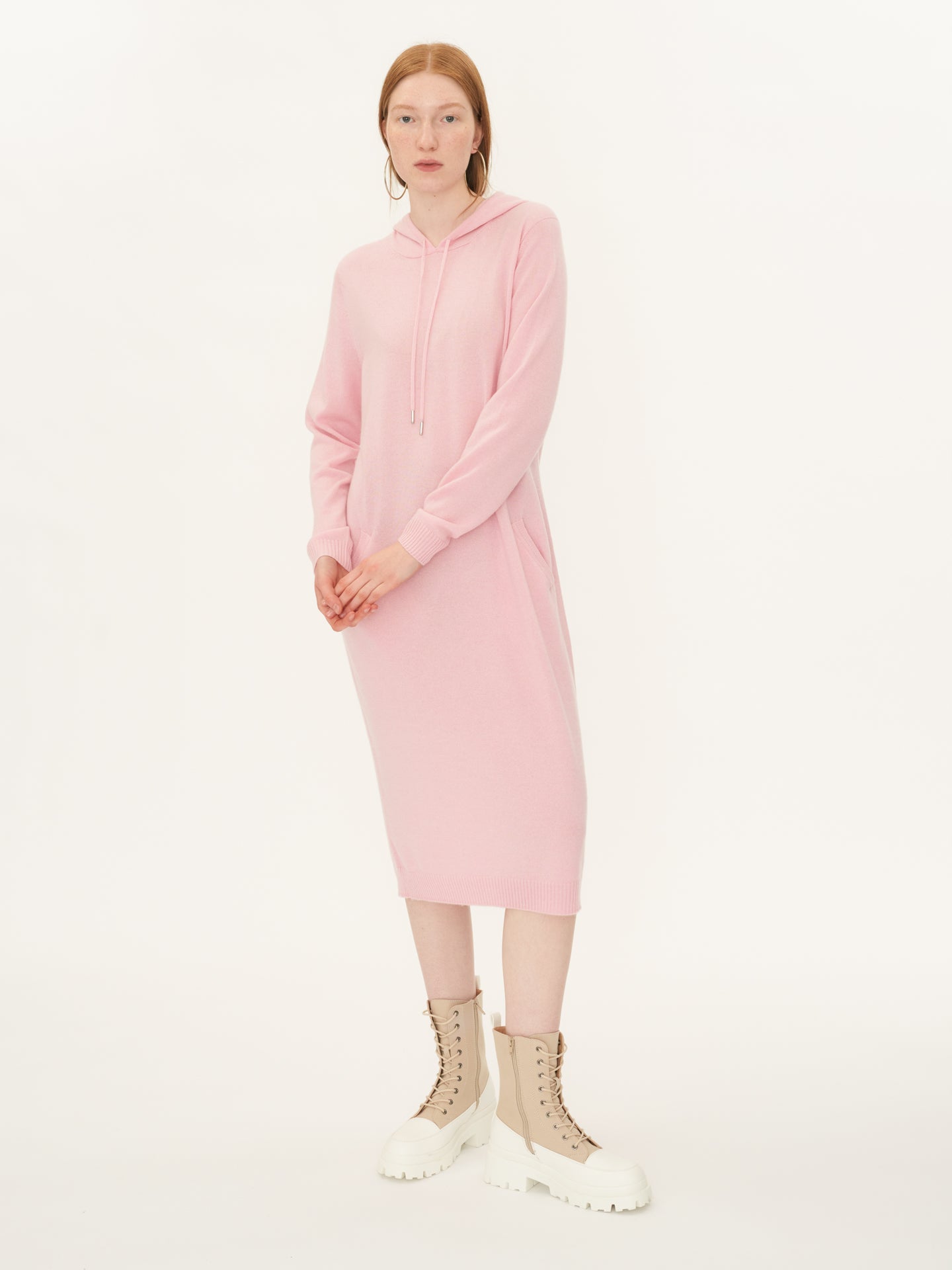 Damen Kaschmir Midikleid Mit Kapuze Almond Blossom - Gobi Cashmere