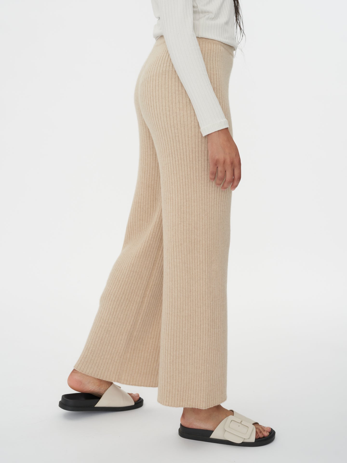 Damen Kaschmir Lässige Hose Beige - Gobi Cashmere