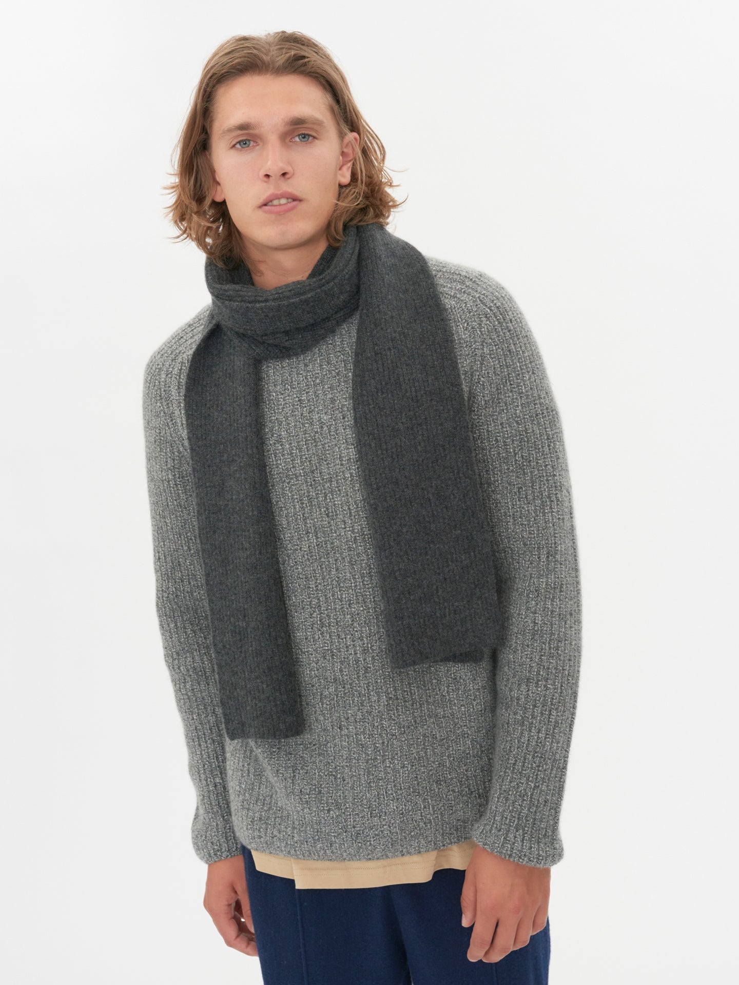 Unisex Schal Mit Patentmuster Aus Kaschmir Holzkohle - Gobi Cashmere