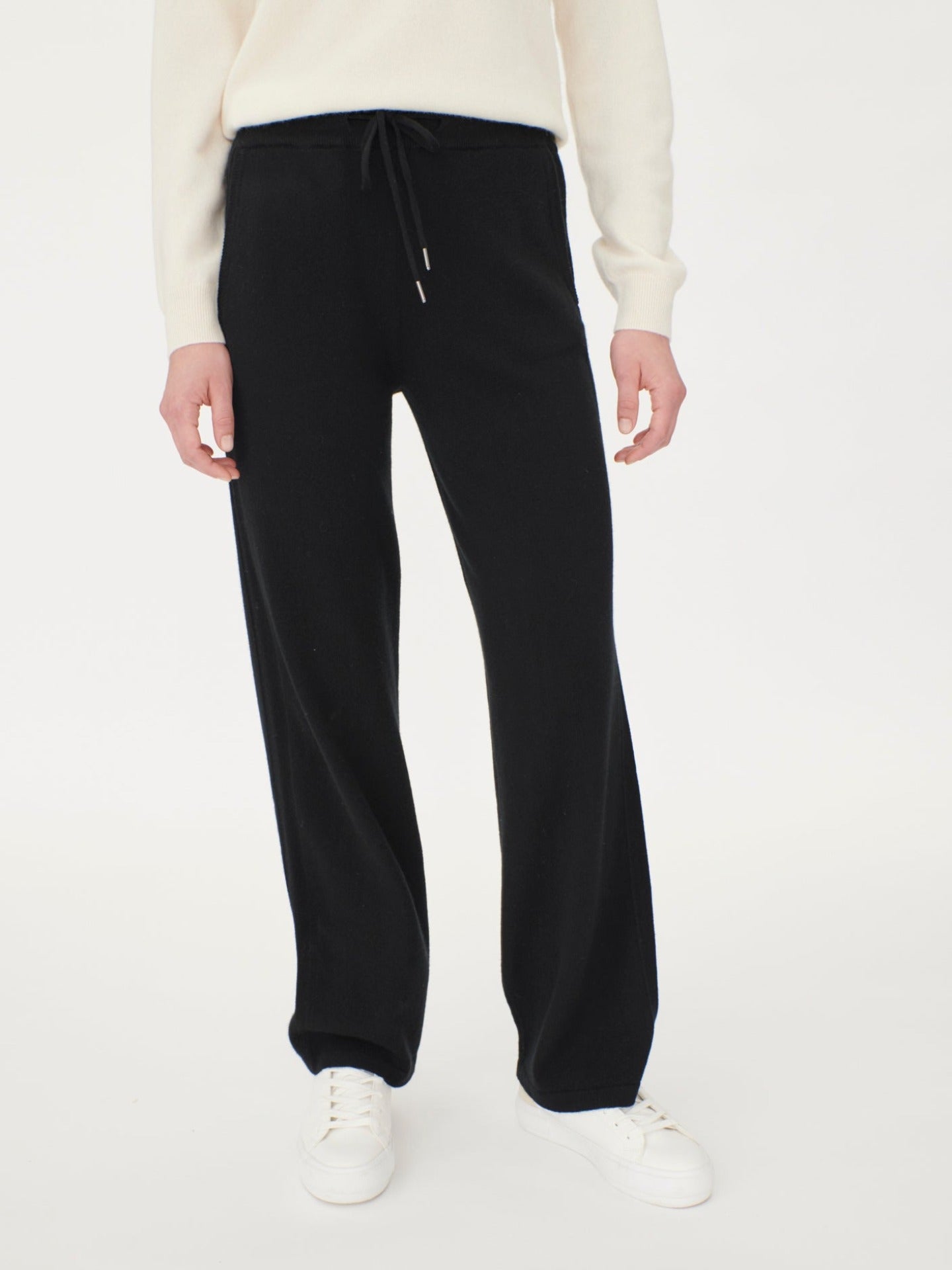 Women's Cashmere Straight Leg Jogger With Contrast Side Grey - Gobi Cashmere