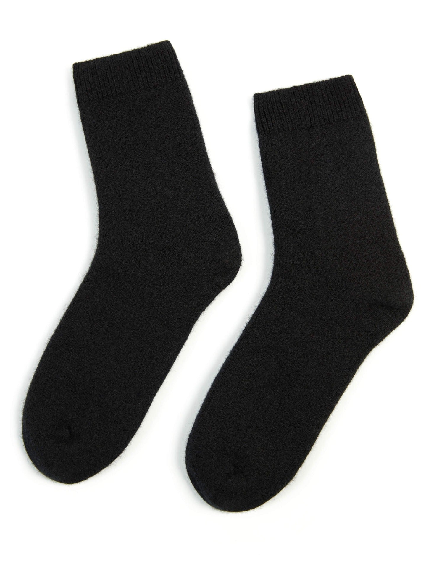 Unisex Kaschmir Trimmstrick-Socken Schwarz - Gobi Cashmere