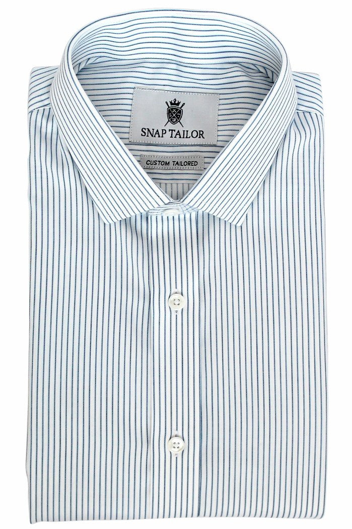 blue dress shirt with white stripes